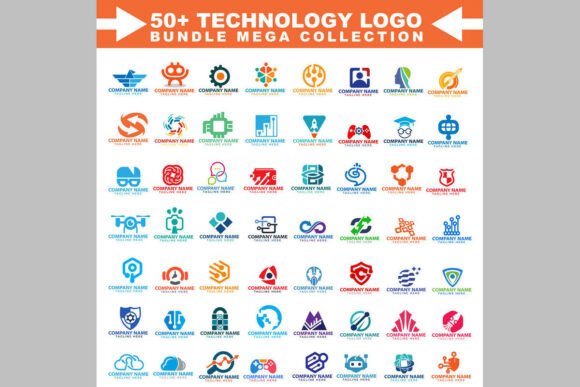 50 Technology Logo Design Mega Bundle: Your Ultimate Branding Toolkit for Tech Businesses
