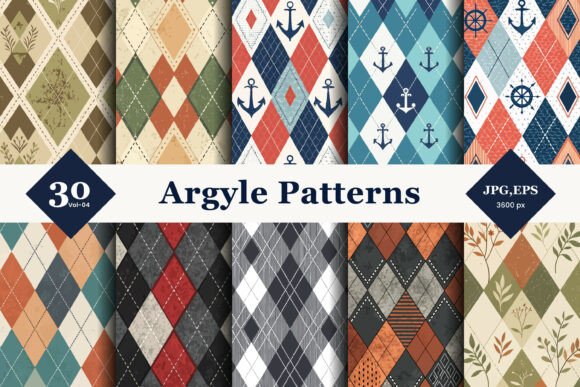 Argyle Style Seamless Patterns 04 for Creative Design Projects