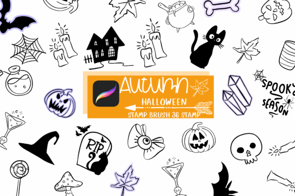 Autumn Halloween Procreate Stamp: Elevating Seasonal Design with Charm and Versatility