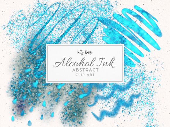 Blue Alcohol Ink Glitter Clip Art: Sparkle Up Your Creative Projects