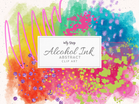 Colorful Neon Alcohol Ink Clip Art