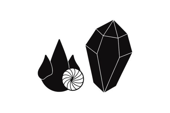 Crystal Rock Clip Art: Black Silhouette Designs