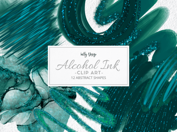 Deep Turquoise Alcohol Ink Clip Art: A Creative Essential for Modern Design Projects