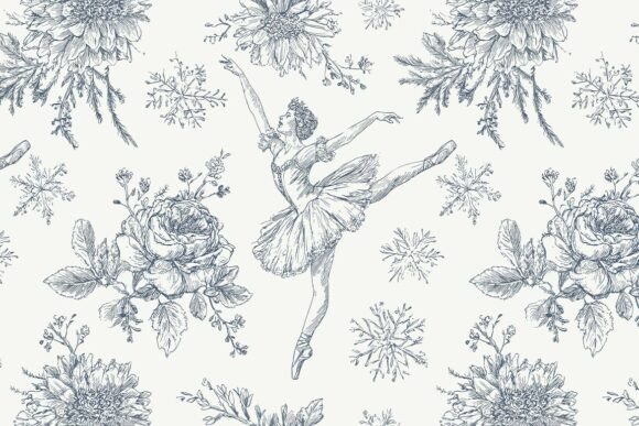 Elegant Christmas Designs with Blue Toile Christmas Seamless Pattern 21