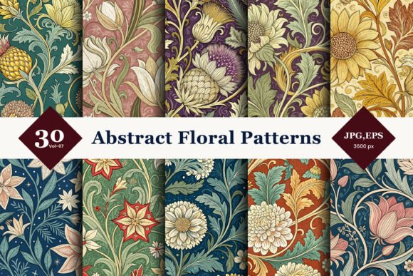 Enhance Your Creative Work with Abstract Floral Seamless Patterns 07