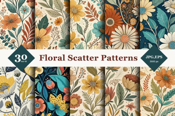 Floral Scatter Seamless Patterns 01: Elegant Design Made Easy