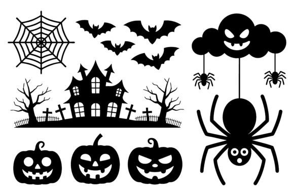 Halloween Icons Silhouette: Versatile Design Elements for Spooky Season