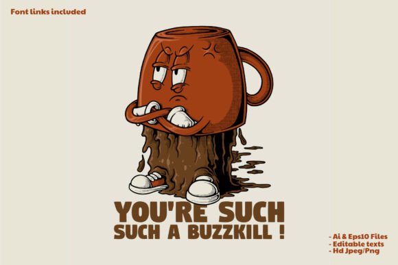 Retro Angry Red Coffee Cup Mascot