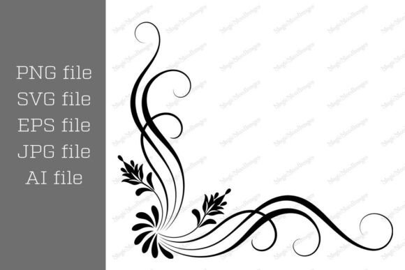 Retro Floral Corner Ornament for Timeless Design Projects